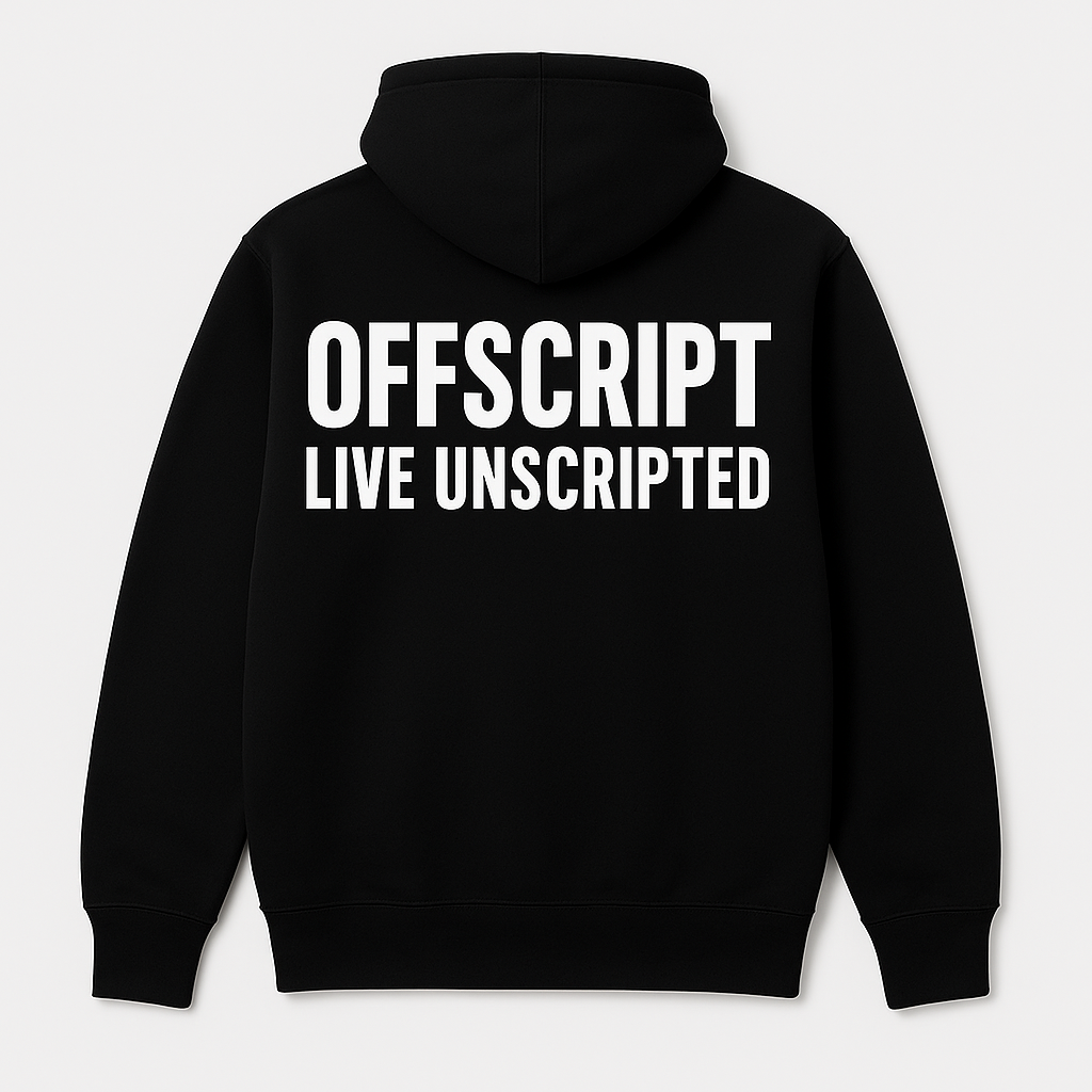 Live Unscripted” Hoodie – Black