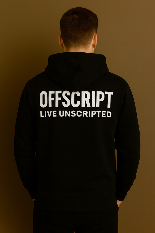 Live Unscripted” Hoodie – Black