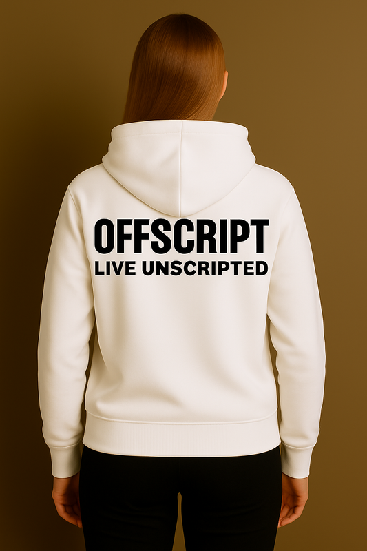 Live Unscripted” Hoodie – White