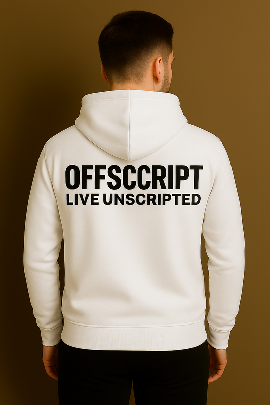 Live Unscripted” Hoodie – White